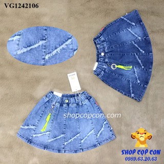 Chân váy jean phối tua rua kèm phụ kiện, có quần bên trong cho bé gái từ 28-50kg