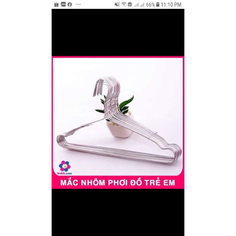 Vỉ 10 móc nhôm treo quần áo trẻ em 29cm