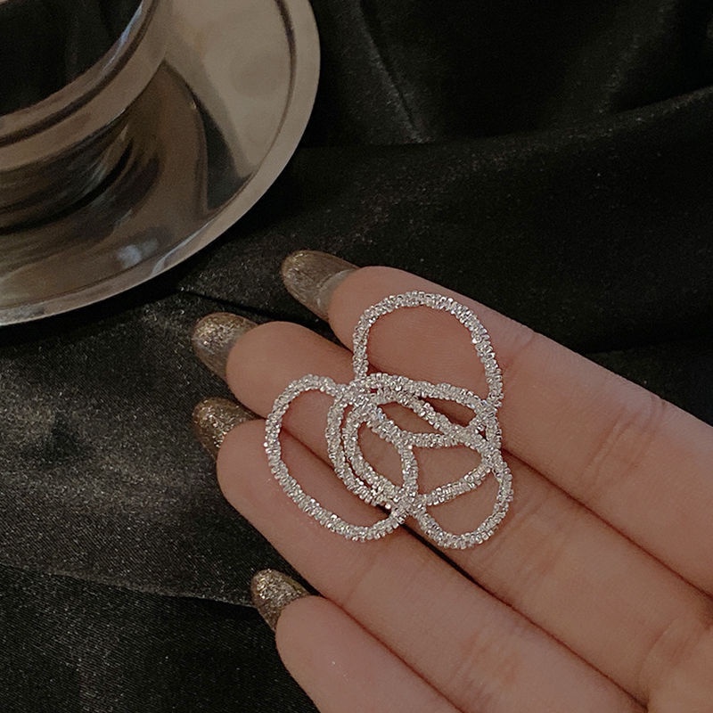 Nhẫn lấp lánh bạc nhám thời trang sang trọng cho nữ