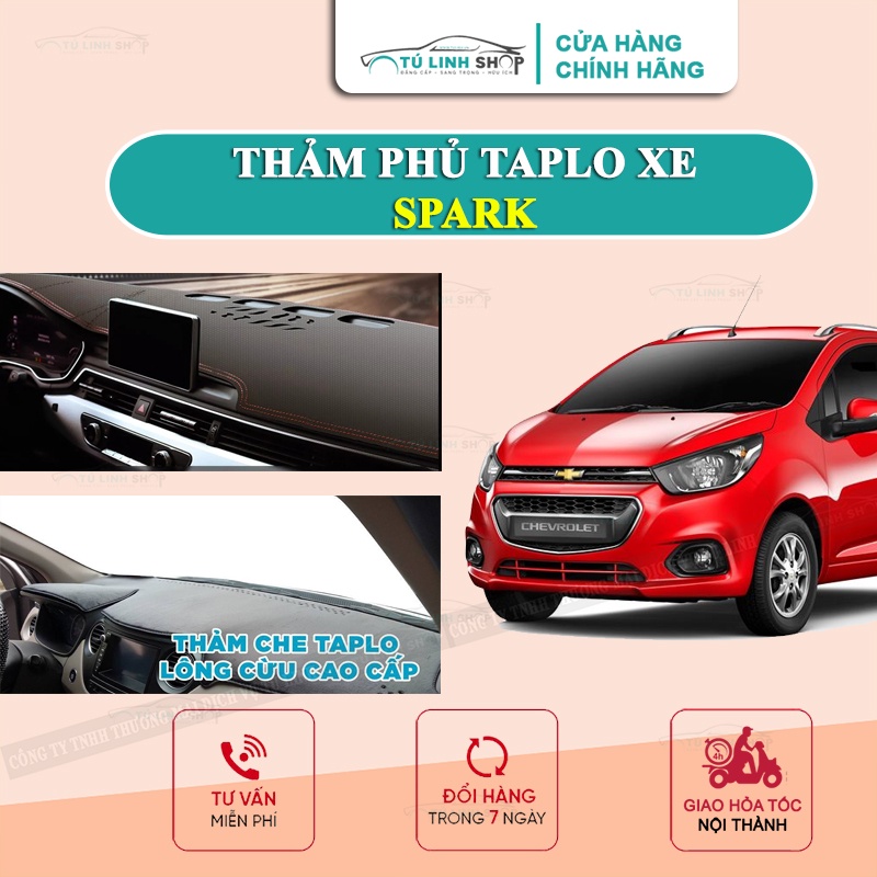 Thảm taplo SPARK bằng lông Cừu 3 lớp hoặc Da Cacbon