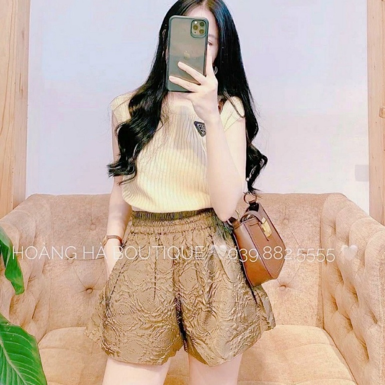 Quần short nữ dập nổi 3D xốp phồng hàng đẹp xinh xắn - Quần đùi nữ xốp hoa phối nhiều kiểu áo PANOSI - MÃ Q508