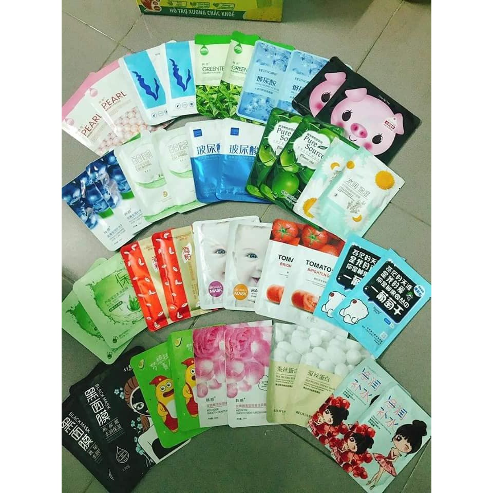 Sét 50 miếng mặt nạ nội địa trung dưỡng trắng, cấp ẩm, dưỡng da, se khít lỗ chân lông | BigBuy360 - bigbuy360.vn