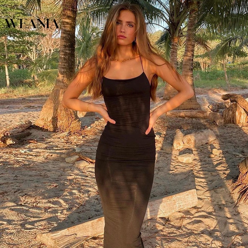 Đầm Dài Hở Lưng Thanh Lịch Thời Trang Đi Biển Mùa Hè