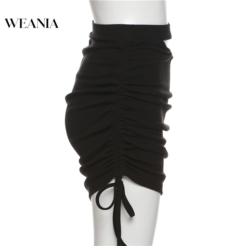 Chân Váy Lưng Cao Phối Dây Rút Quyến Rũ Thời Trang Cho Nữ