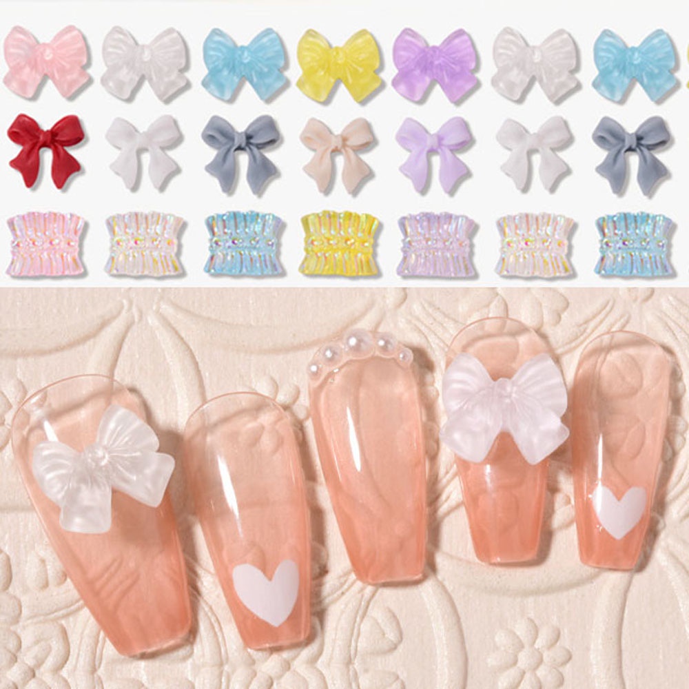 Set 30 Nơ Ruy Băng 3D Nhiều Màu Sắc Trang Trí Móng Tay Diy