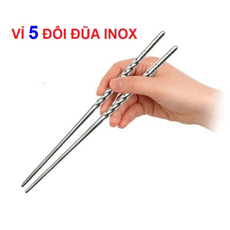 VỈ 5 ĐÔI ĐŨA INOX BỀN ĐẸP