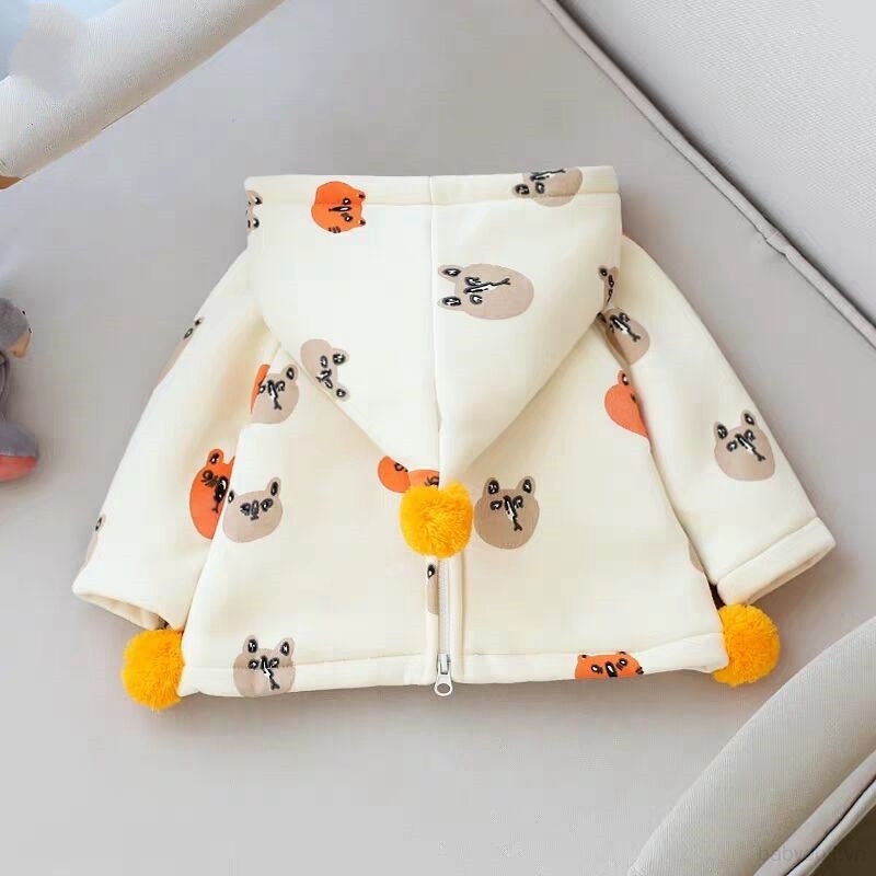 Áo Khoác Hoodie Tay Dài Có Khóa Kéo In Họa Tiết Hoạt Hình Gấu Dễ Thương Cho Bé Trai Và Gái
