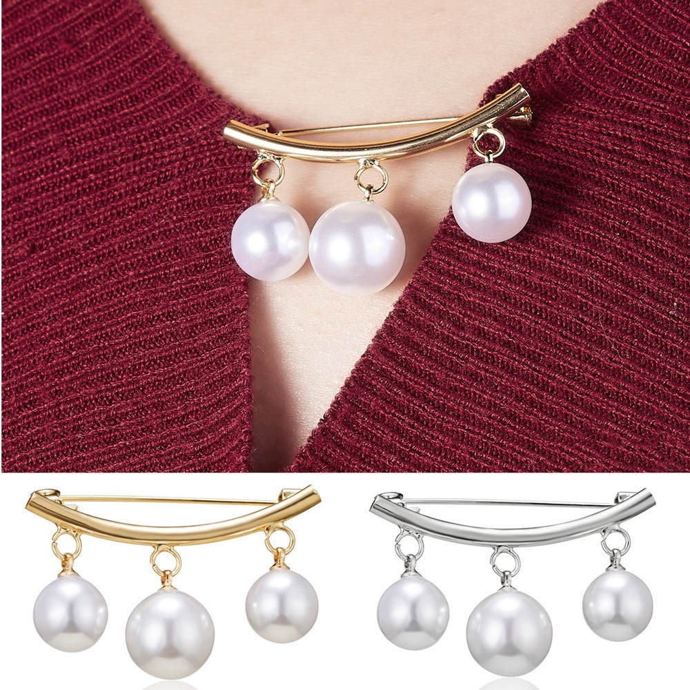 Ghim Cài Áo Đính Ngọc Trai Nhân Tạo Cổ Điển