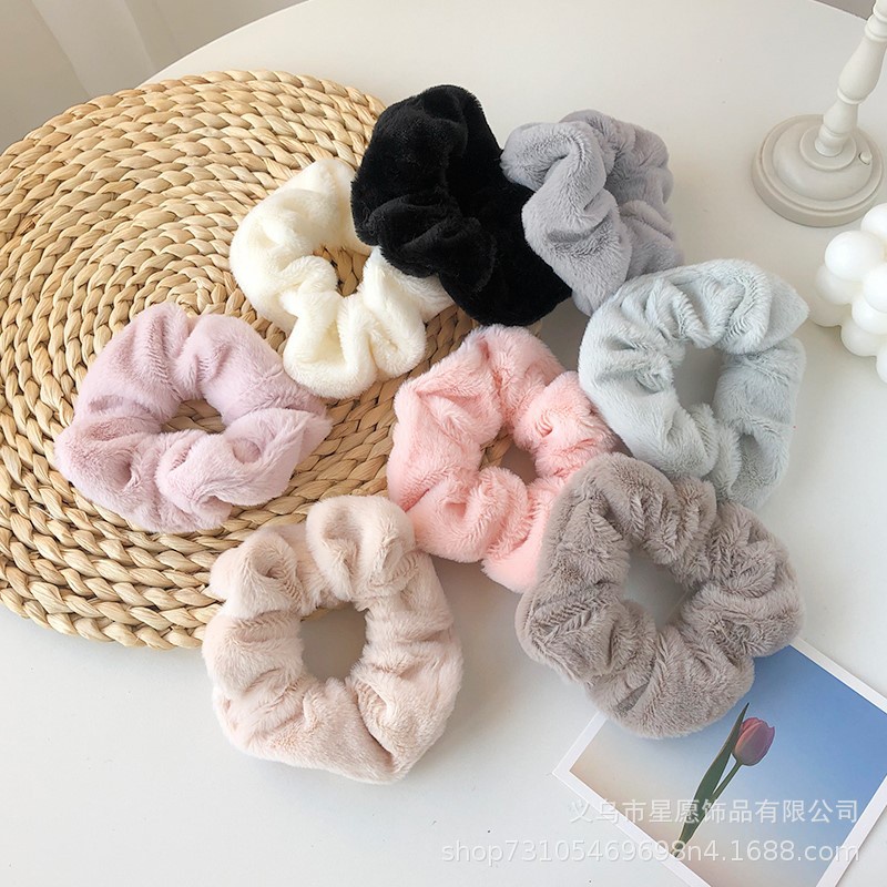 Dây Buộc Tóc Vải Lông Phong Cách Hàn Quốc Dễ Thương Cho Nữ