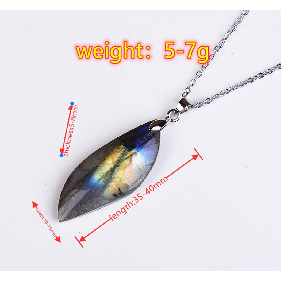 Mặt Dây Chuyền Đá Labradorite Tự Nhiên 100% Hình Chiếc Lá