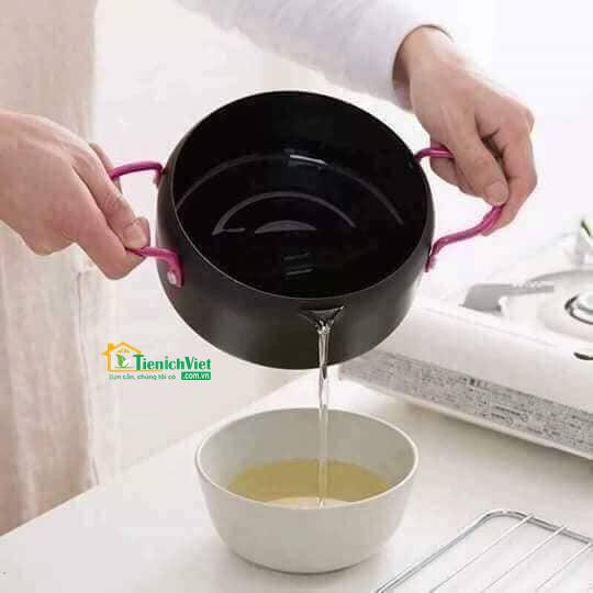 Nồi Chiên Lọc Dầu Đường Kính 18cm (Tặng Kèm Vỉ Gác Chảo)