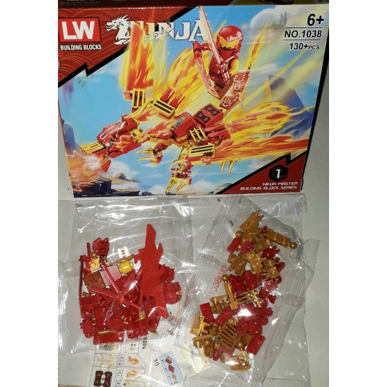 Lắp ráp 1 hộp Ninjago cưỡi Rồng 1038 có nhiều chi tiết bằng nhựa ABS rất đẹp