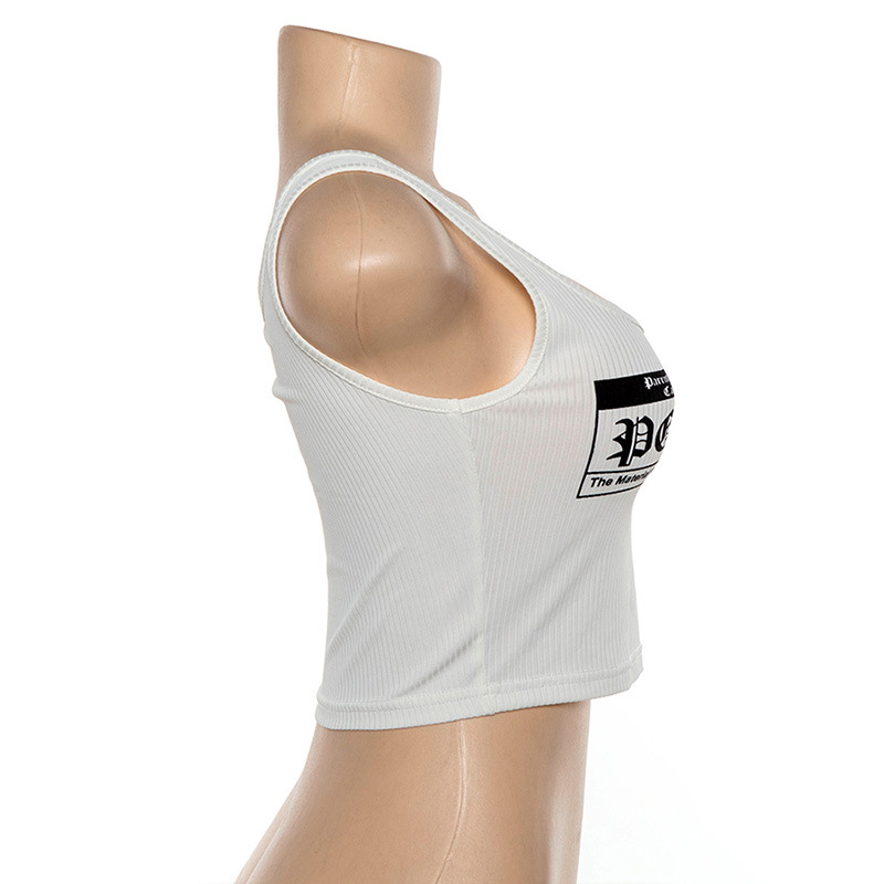 Ins Hot Women Strap Letter Print Scoop Neck Camisole Sleeveless Daily Tank Top | BigBuy360 - bigbuy360.vn