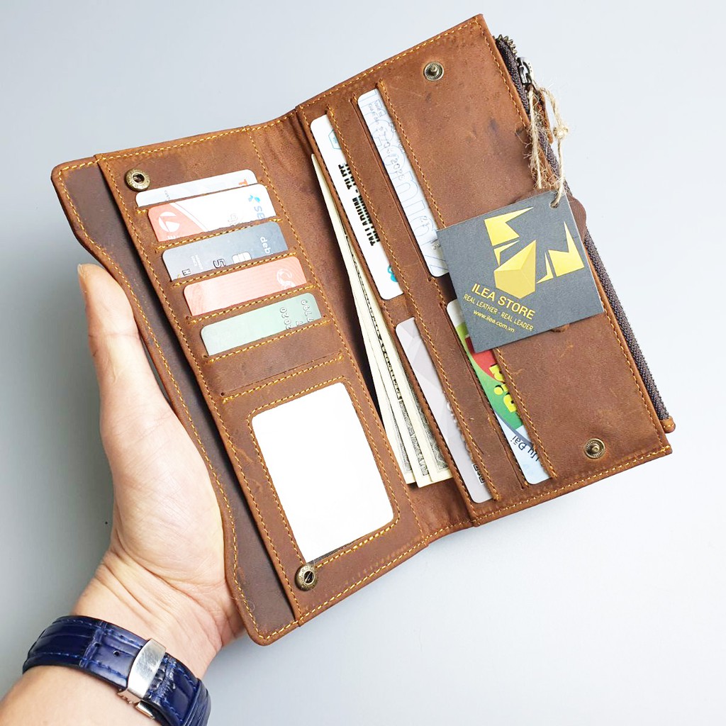 Ví dài nam da bò thật WL103VB   - 100% da bò thật, BH 3 năm