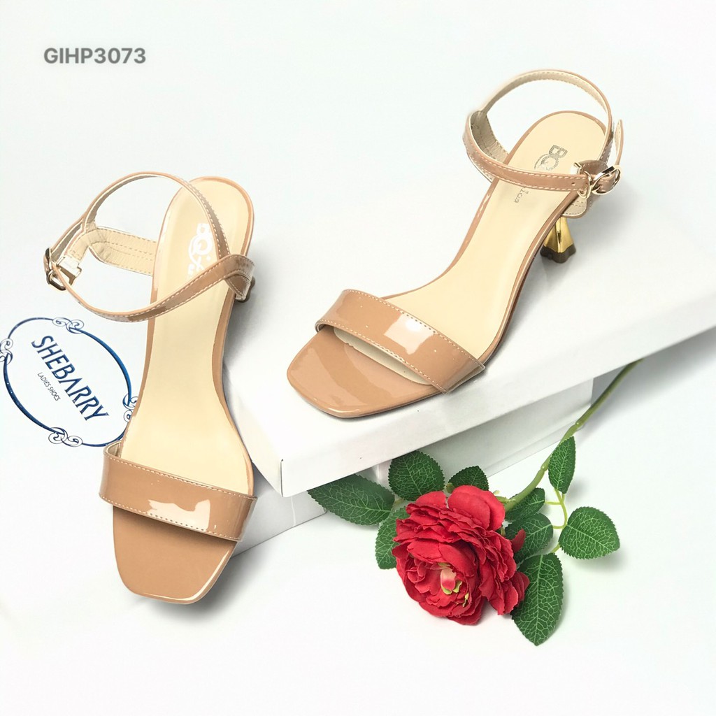 Sandal nữ BQ ❤️FREESHIP❤️ Giày sandal quai bóng gót xoắn mạ kim 7cm GIHP3073