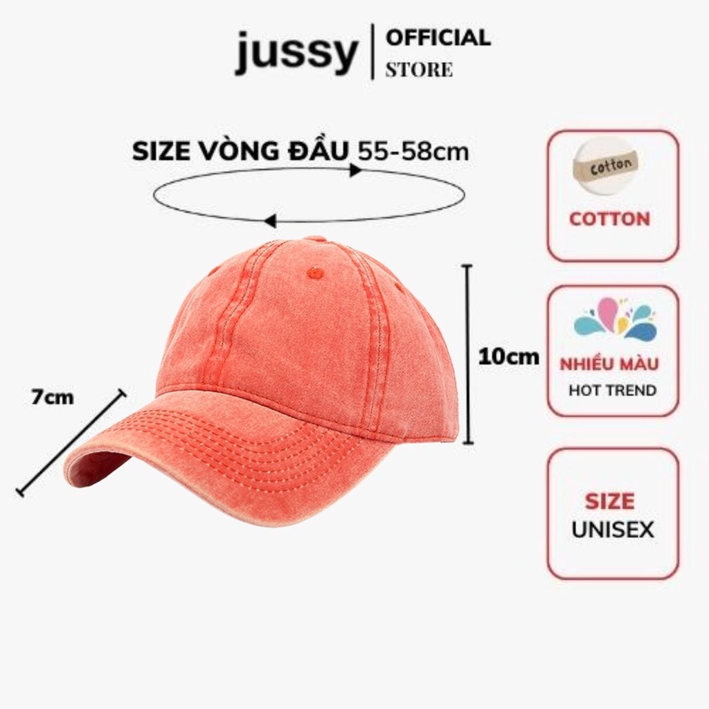 Mũ Lưỡi Trai Trơn Vải Jean Denim Wash Cao Cấp Nón Kết Nam Nữ Jussy Fashion Phong Cách Nón Lưỡi Trai Unisex Form Mềm