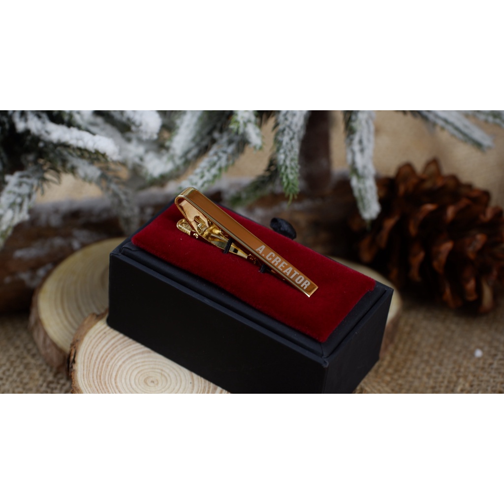 Kẹp Cà Vạt Vàng 6cm - Khắc Tên Theo Yêu Cầu