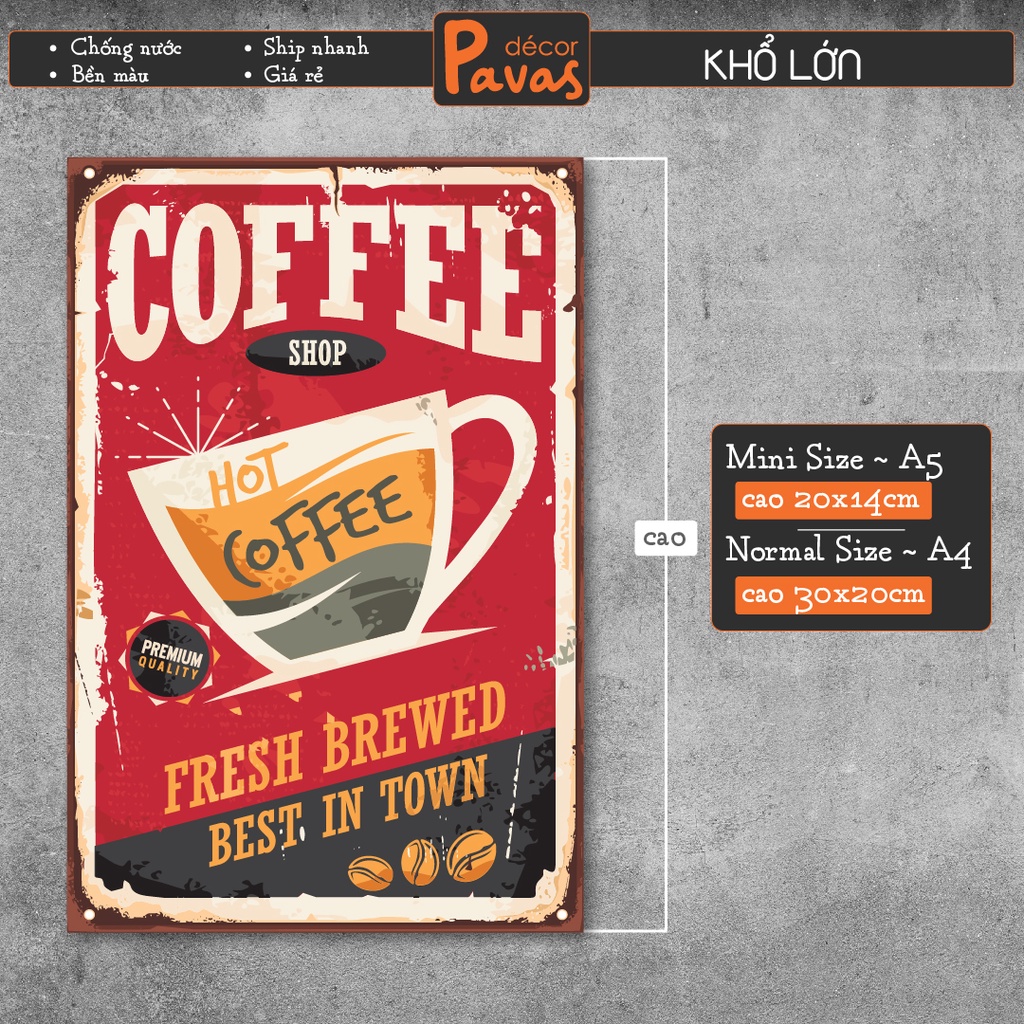 24 Tấm Decal Poster Coffee chống nước dán tường trang trí dán quán trà sữa, cà phê, quán ăn, tủ, decor phòng. PT04