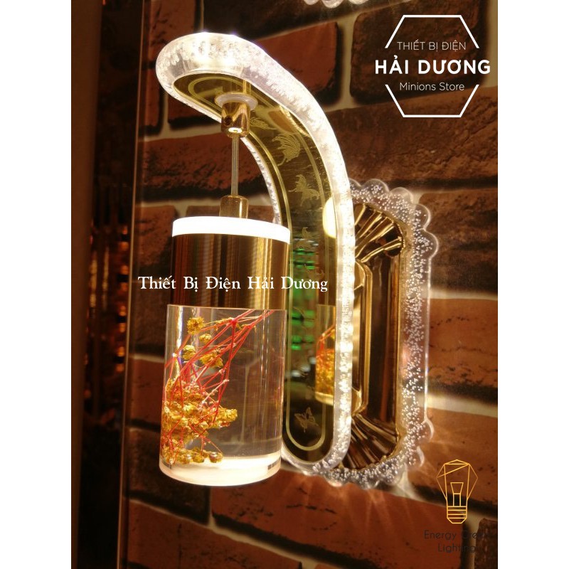[9 Mẫu] Đèn Led Treo Tường Hiện Đại Thả Thuỷ Tinh 24w Phong Cách Bắc Âu Vintage Cành Lá Thiên Nhiên - Ánh Sáng Vàng DT