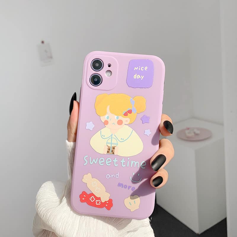 Ốp Lưng Điện Thoại Nhựa Mềm Bé Gái Sweet Time