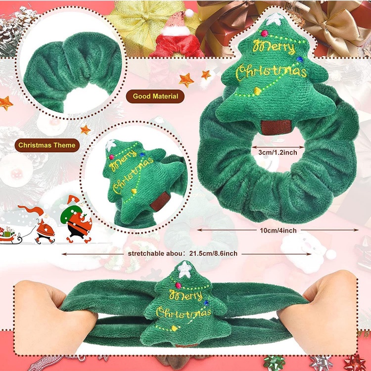 Dây cột tóc Haimeikang vải flannel họa tiết Giáng Sinh dễ thương