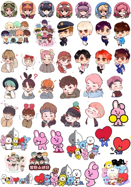 Sticker BTS bóc dán 10-50 cái sticker kpop BTS có đề can bóc dán mẫu khác nhau