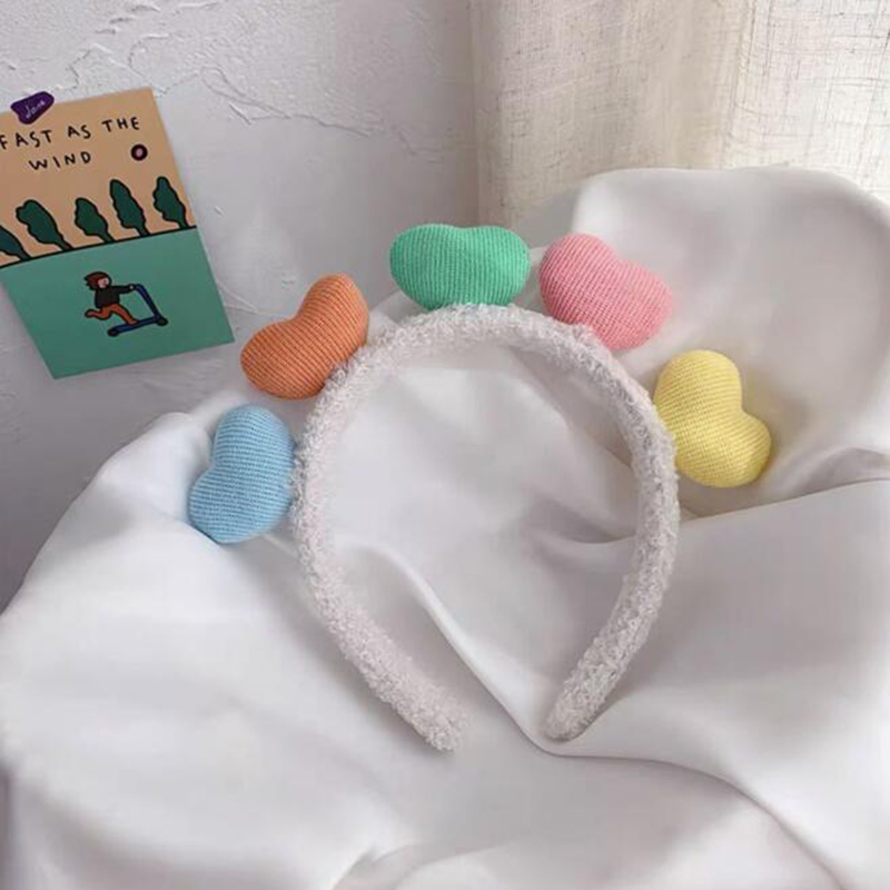 Băng Đô Cài Tóc Rửa Mặt Hình Trái Tim Nhiều Màu Dễ Thương