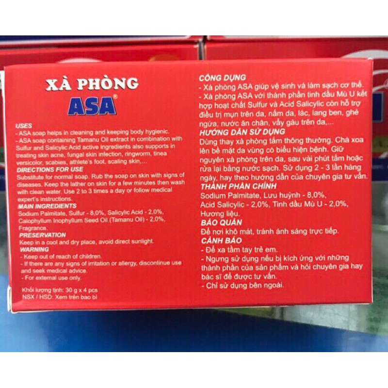 Xà Phòng ASA HỖ TRỢ ĐIỀU TRỊ MỤN LƯNG, NẤM NGỨA, Á SỪNG, TỔ ĐĨA, VIÊM DA, HẮC LÀO, LANG BEN