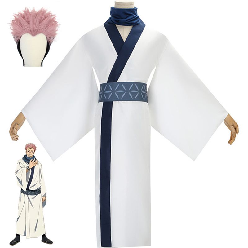 Trang phục kimono/ tóc giả hóa trang Jujutsu Kaisen Ryomen Sukuna phong cách Nhật cho nam nữ dịp Halloween