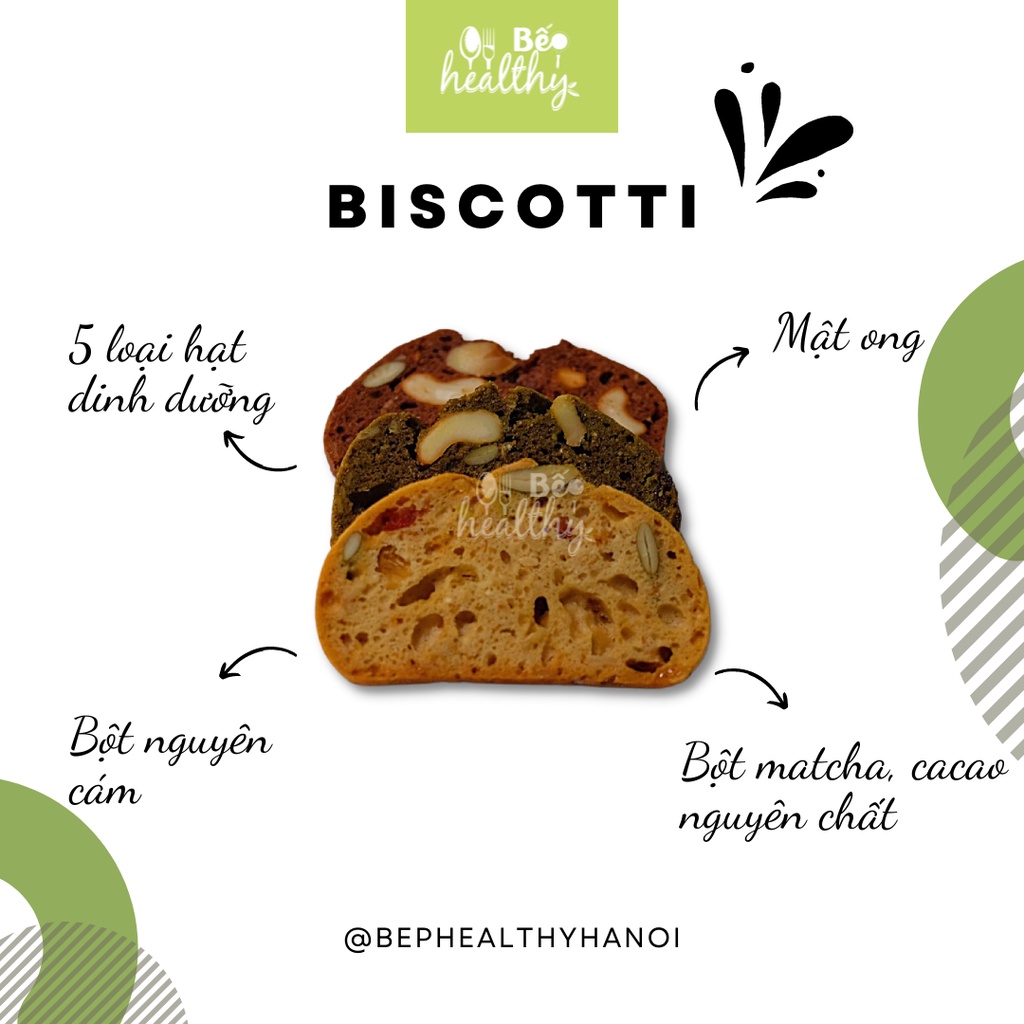 Bánh Ăn Kiêng Biscotti Nguyên Cám Không Đường - Bếp Healthy Hà Nội