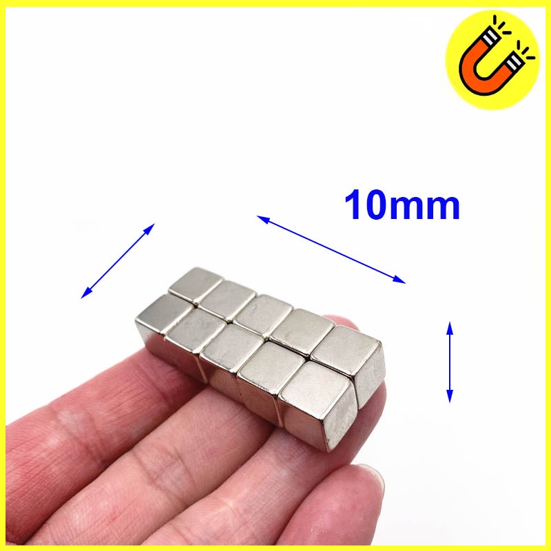 Nam châm đất hiếm 10x10x10mm mạ Niken giá 1 viên