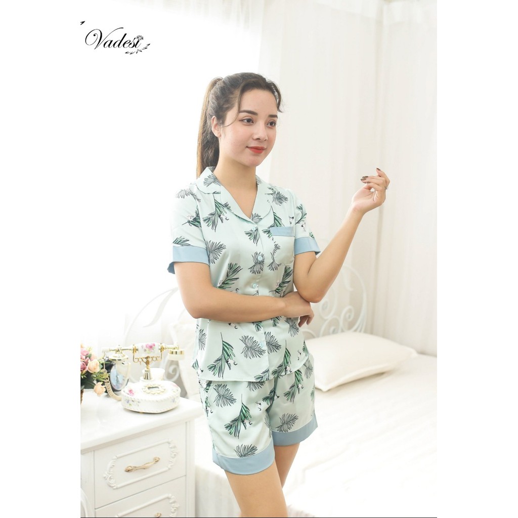 Bộ Đồ Ngủ Pijama Nữ Quần Đùi Tay Ngắn Lụa Cao Cấp Mặc Nhà Đẹp Mềm Mịn Thấm Hút Thoáng Mát – VADESI