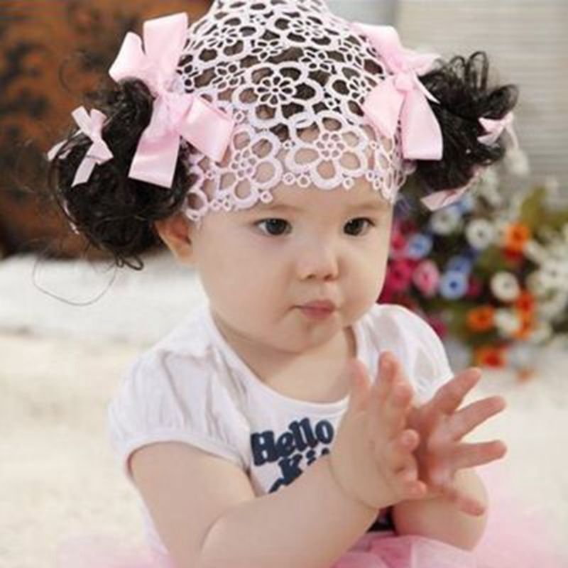 Korean Style Headdress Baby Hundred Days Baby Children Hair Band Wig Bangs One Year Old Photo Headband Princess Curly Hair Headdress Flower