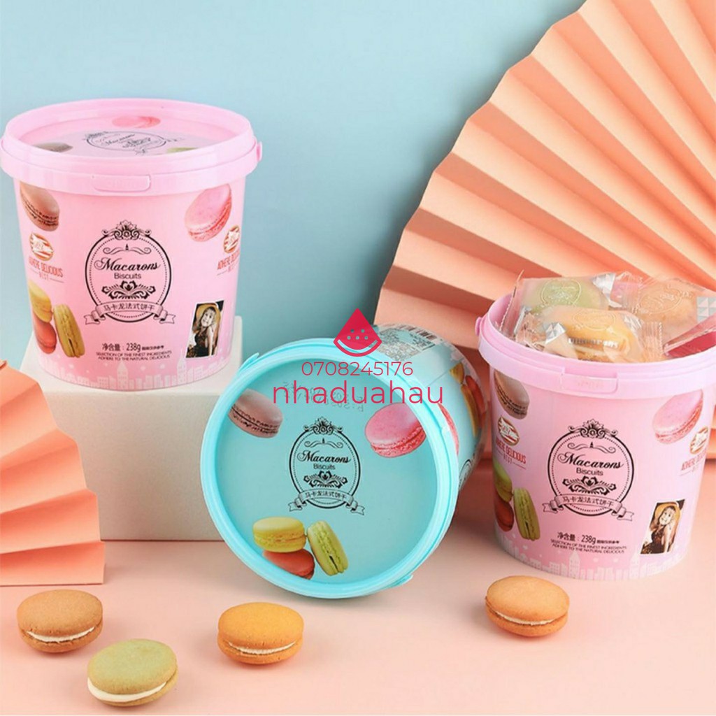 Một xô kẹo trà sữa trân châu 2 vị/ bánh macaron 2 vị hiệu BX Đài Loan 208/238g