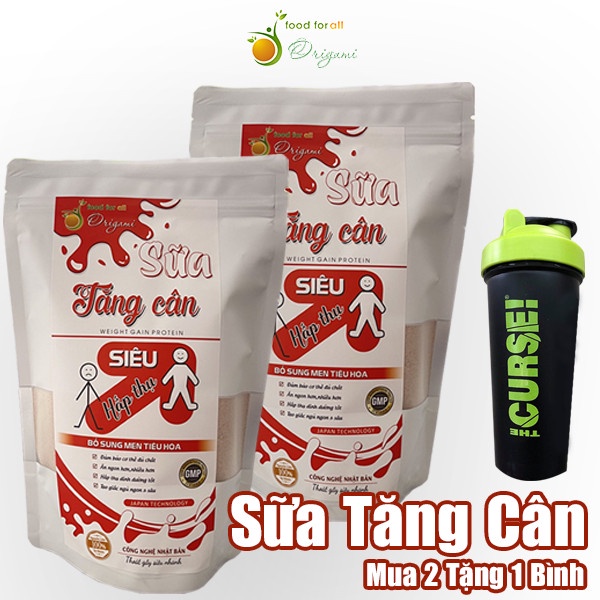 Sữa tăng cân dành cho người gầy, siêu hấp thụ, bổ sung dinh dưỡng cho cơ thể (combo 2 túi tặng bình lắc)