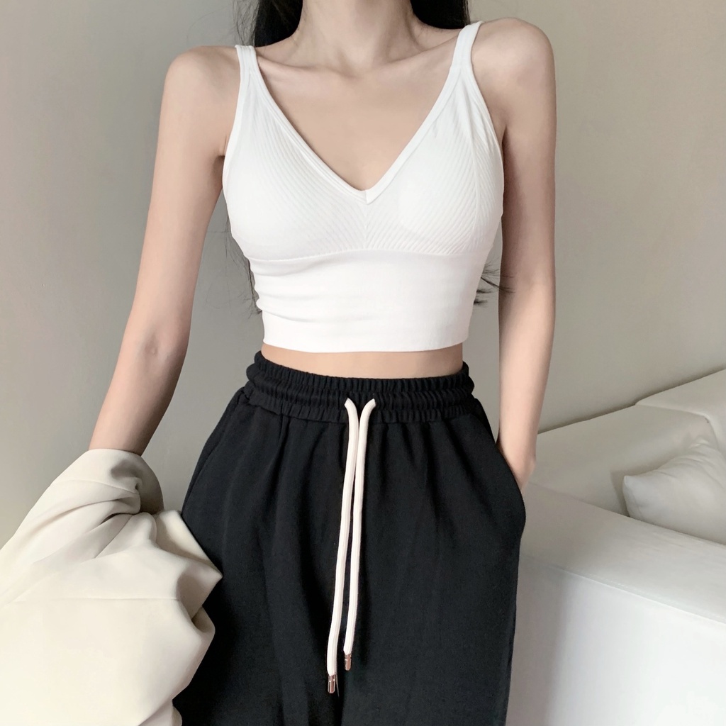 Áo Tank Top Cổ Chữ V Hở Lưng Có Đệm Ngực
