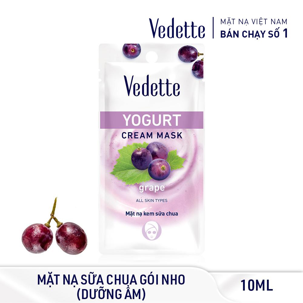 Mặt nạ kem sữa chua Nho Vedette 10ml *DƯỠNG ẨM VÀ TƯƠI TRẺ*