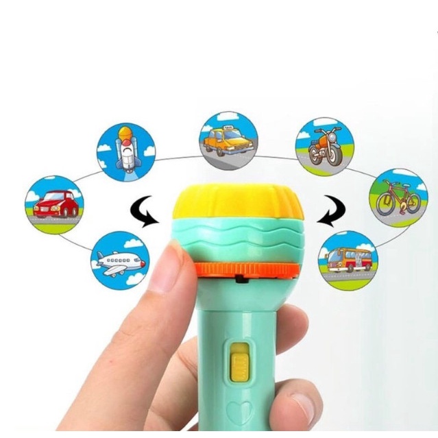 Đèn Pin chiếu 80 hình 2in1 sinh động khác nhau cho bé có hộp, bảo hành 1 đổi 1