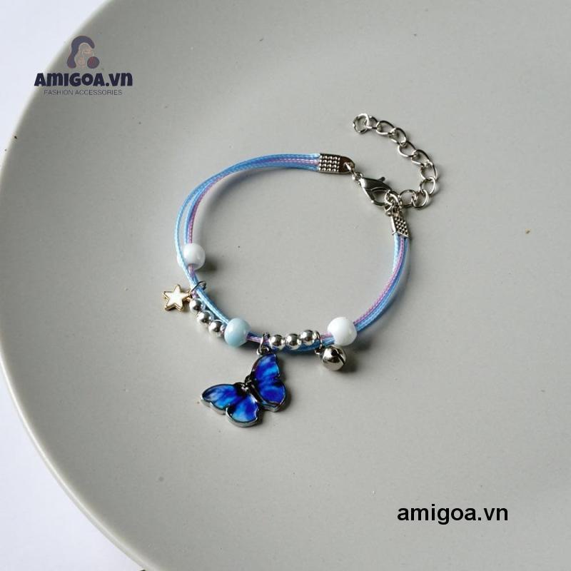 ✨✨Vòng tay dây bện mặt hình bướm bằng kim loại có chuông cho các cặp đôi