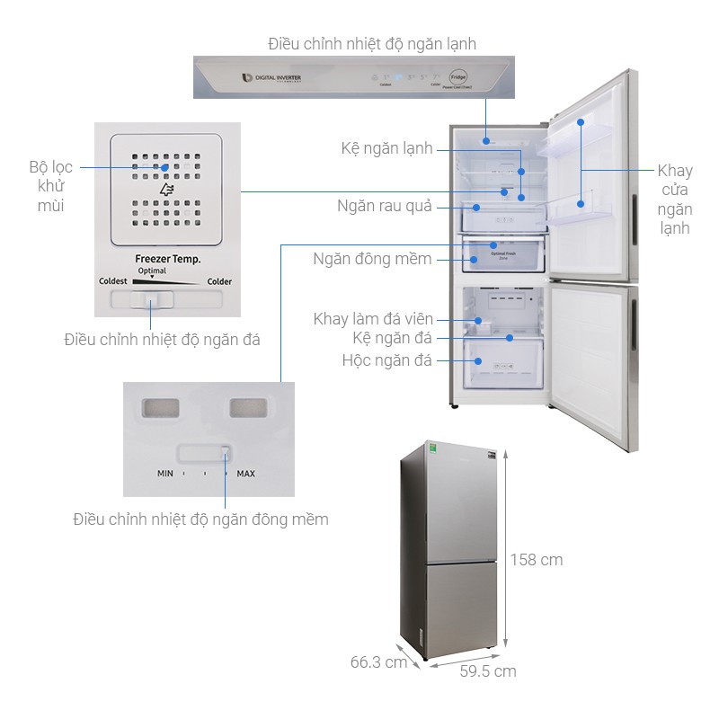 [Mã ELTECHZONE giảm 5% đơn 500K] Tủ lạnh Samsung Inverter 280L RB27N4010S8/SV