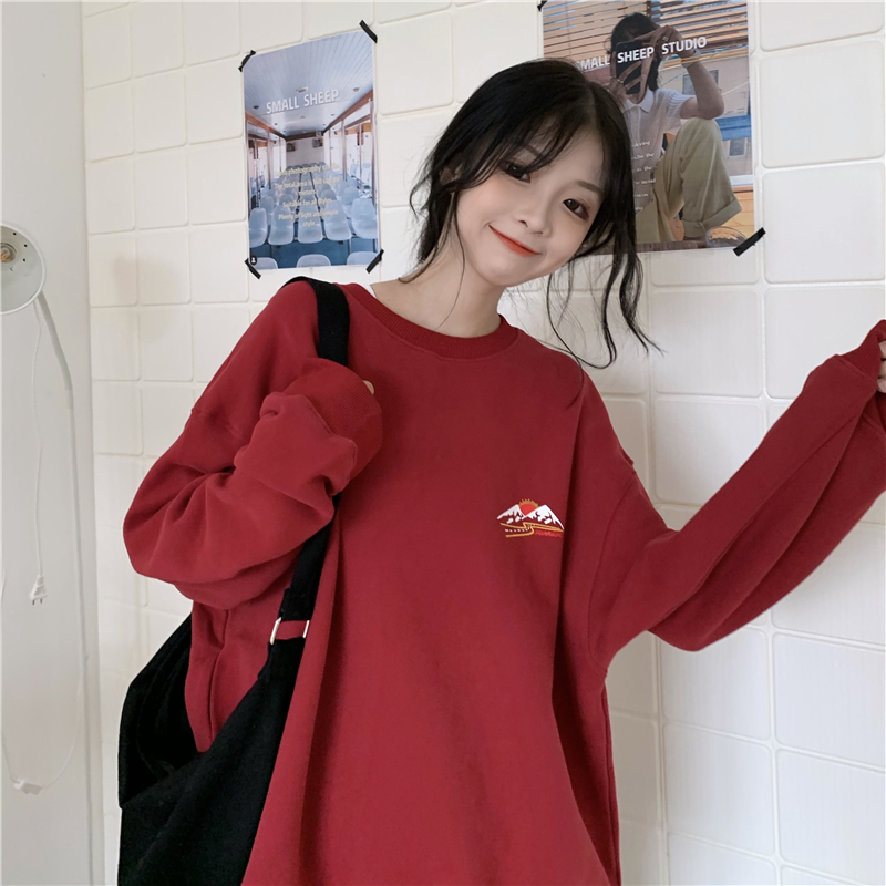 Áo nỉ tay dài form rộng thiết kế sành điệu trẻ trung cho nữ | BigBuy360 - bigbuy360.vn