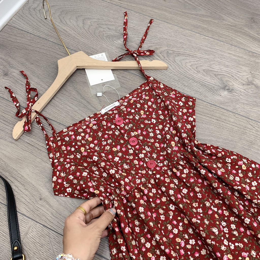 Váy hai dây hoá nhí nữ vintage - váy đầm nữ hai dây dáng suông freesize chất thô mát vintage giá siêu rẻ | BigBuy360 - bigbuy360.vn