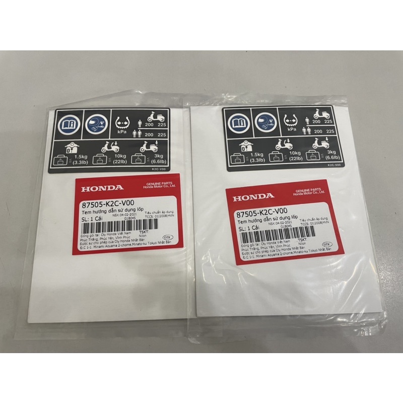 Tem hướng dẫn sử dụng lốp vision honda