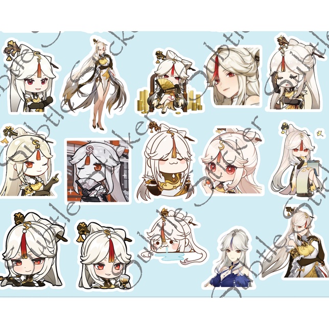 Set 10/15 Sticker Ningguang hình dán trang trí vali, điện thoại, laptop, mũ bảo hiểm.. siêu đẹp