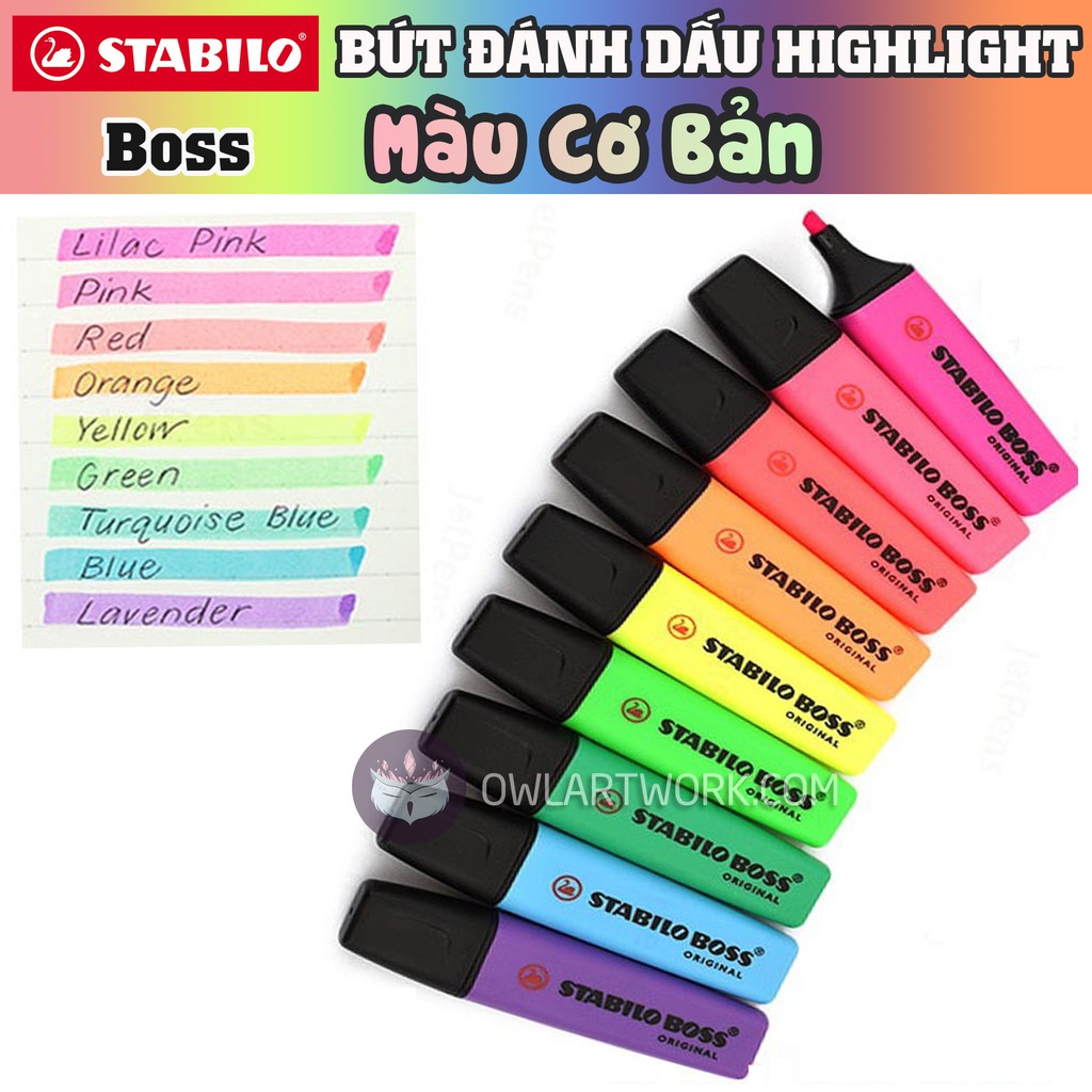 [CHÍNH HÃNG] Bút Dạ Đánh Dấu Stabilo Boss Highlighter - Màu Basic (Made In Germany)