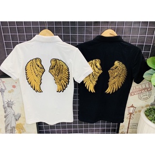 Áo thun polo nam đính đá thêu kim sa đại bàng chất cotton co dãn 4 chiều thấm hút mồ hôi