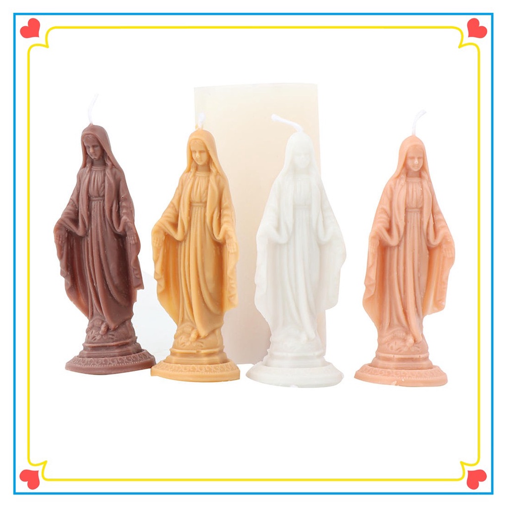Khuôn Làm Nến Sáp Thơm / Xà Phòng Handmade Bằng Silicone Hình Virgin Mary 3D