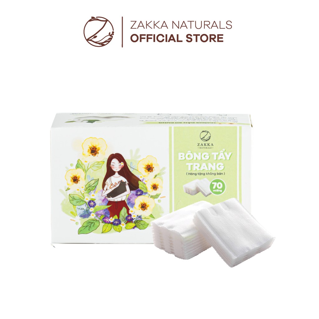 [GIFT HÀNG TẶNG KHÔNG BÁN] BÔNG TẨY TRANG ZAKKA NATURALS 70 MIẾNG/HỘP