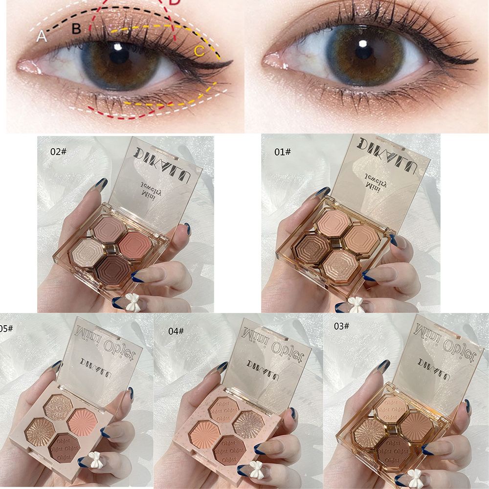 [Hàng mới về] Bảng phấn mắt 4 tông màu lì và ánh ngọc trai tạo lớp trang điểm chống thấm nước lâu trôi mihan1