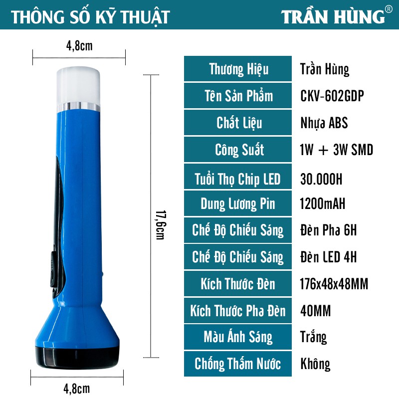 Đèn Pin Cầm Tay Siêu Sáng CKV-602GDP